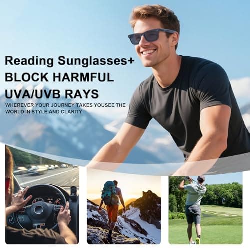 LADEESSE 3 Pack Reading Sunglasses for Men, UV400 Sun Readers Glasses Spring Hinge Outdoor Sunglasses +1.25(Not bifocal) - Thumbnail 6