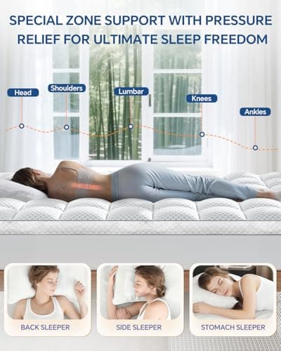 BEDELITE Dual Layer 5 Inch King Size Memory Foam Mattress Topper, 3 Inch Soft Pillow Top Mattress Pad Cover and 2 Inch Gel Memory Foam for Pressure Relief, 2-in-1 Design for Comfort & Support (White) - Thumbnail 5