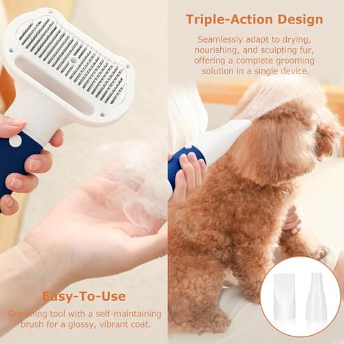 Professional Pet Grooming Dryer 3-in-1 Dog Blow Dryer with Brush, Adjustable Temp, Quiet & Portable - Thumbnail 3