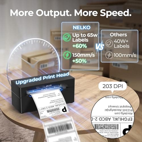 Nelko Bluetooth Thermal Shipping Label Printer, Wireless 4x6 Shipping Label Printer for Shipping Packages, Support Android, iPhone and Windows, Widely Used for Amazon, Shopify (Black) - Thumbnail 2