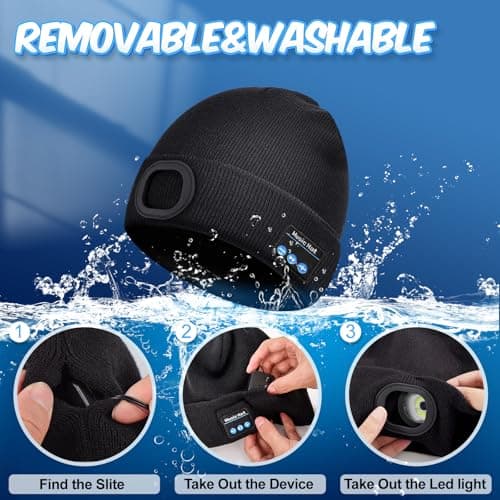 KEZKALS Gifts for Men LED Bluetooth Beanie Hat Camping Hiking Accessories, Gifts for Men Who Want Nothing, Cool Gadgets Anniversary Birthday Gift for Dad Husband Him Boyfriend, Cool Gadgets Black - Thumbnail 6