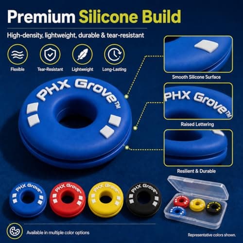 PHX Grove 6-Pack Tire-Shaped Tennis Racket Vibration Dampener - Shock Absorbers for Racquet Strings, Reduces Vibration, Noise and Arm Strain for Pain Relief - Durable Rubber, Easy to Install - Thumbnail 5