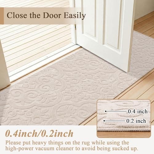U'Artlines 3x5ft Washable Area Rug for Living Room, Neutral Beige Modern High-Low Pile Rug for Bedroom, Non Slip Soft Cozy Fluffy Large Floor Carpet for Dining Area, Kids Nursery Room - Thumbnail 5
