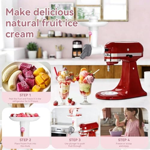 Ice Cream Maker Attachment for KitchenAid Stand Mixer, Dairy Free Frozen Fruit Soft Serve Dessert Machine, Frozen Yogurt & Sorbet Maker, Dishwasher Safe Kitchen Aid Attachment by OTOmitra - Thumbnail 3