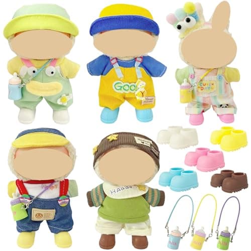 Ezcora Clothes for Doll, 5 Pack Clothes for 17cm Doll Include Pairs of Shoes, Perfect for Play & Display, Doll Outfits Accessories for Collectors (No Dolls) (Pastel Dopamine) - Image 1