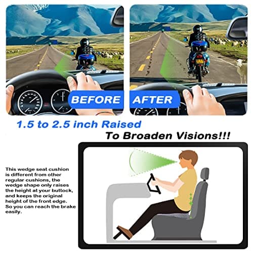 Car Wedge Seat Cushion for Car and Truck Seat Office Chair Wheelchair - Memory Foam Seat Pad for Sciatica Tailbone Pain Relief - Thumbnail 2