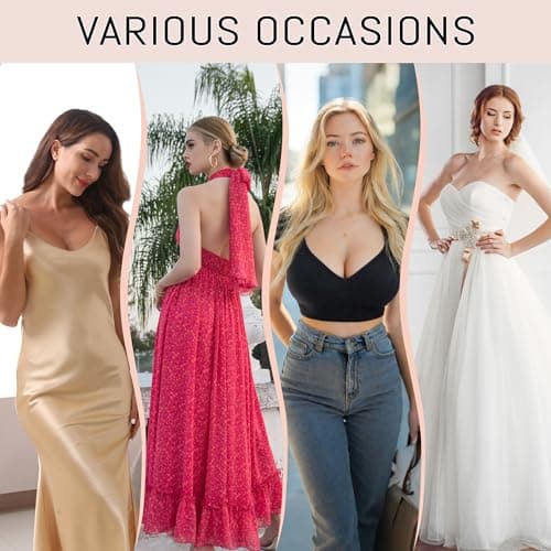 GKHWON Sticky Push Up Strapless Bras for Women,Ultra Adhesive Bra for Backless Dress,Invisible Silicon Bra with Nipple Covers (A Cup,Nude) - Thumbnail 6
