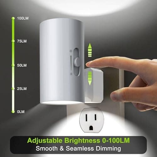 Modern Led Night Lights - Sensor Dusk To Dawn, 5000K Daylight White, Dimmable 0-100 LM, 2 Pack for Bathroom, Bedroom, Kitchen, Toilet, Hallway - Thumbnail 4