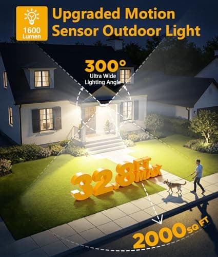 WdtPro Solar Lights Outdoor Waterproof, 300° Angle & 3 Lighting Modes Motion Sensor Outdoor Lights, Solar Security Flood Lights for Outside Fence Wall Yard Front Door Deck Garden Garage 4 Pack - Thumbnail 4