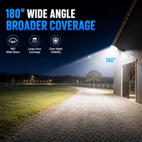 MOONTIP 150W 20000LM Dusk to Dawn Outdoor Lighting, LED Barn Lights Outdoor with 150° Adjustable Photocell Pole Light 6500K Flood Light, IP66 Waterproof Area Street Light for Garage Warehouse Yard - Thumbnail 4