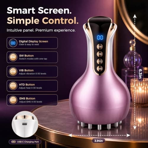 Lihsykds Lymphatic Drainage Massager & Anti Cellulite Massage Tool,Helps Reduce Stretch Marks & Cellulite，for Belly, Arms & Legs,Body Sculpting Machine with Microcurrent, Light, Heat & Vibration - Thumbnail 4
