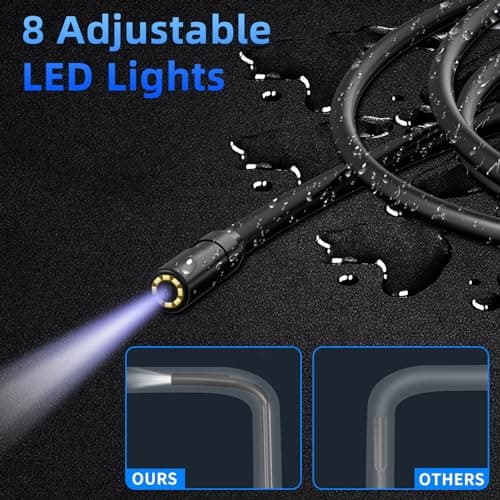 WINWEND Endoscope Camera with Light - IP67 Waterproof Borescope Camera with 8 Adjustable LED Lights | 4.3" LCD Screen Borescope | HD 1080P Inspection Cameras with 16.5ft Semi-Rigid Cord Tools for Men - Thumbnail 3