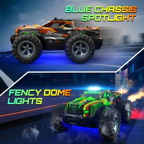 Remote Control Car for boys, 1:16 Scale All Terrain RC Cars,High Speed 25Km/h Fast Car with Colorful Led Light and spray, 2x1300mAh Rechargeable Battery RC Truck, Toy Car Gift for Teen Boys Girl Kids - Thumbnail 4