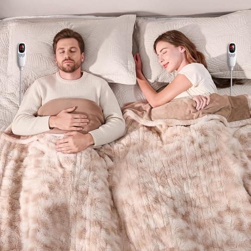 Electric Blanket King Size 90"x100", Dual Zone Heated Blanket with 9 Heat Levels & 1-10H Timer, Faux Fur & Flannel, Soft Cozy Gift for Women/Men, for Couch, Bed & Office, ETL Certified (Dyed Brown) - Image 1