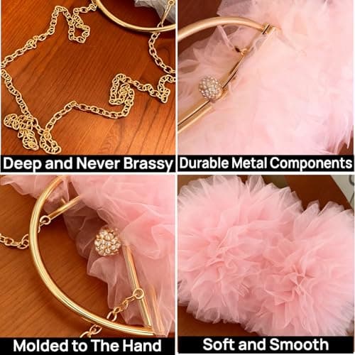 2026 Elegant Lace Floral Clutch for Women Formal Evening Bag Cute Purse Flower Wedding Handbag(Pink) - Thumbnail 4