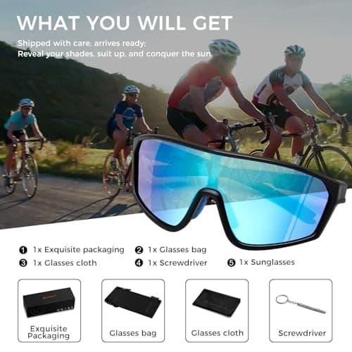 SUNGAIT Cycling Sunglasses Polarized Sports Shades for Men Women Lightweight Running Goggles - Thumbnail 6