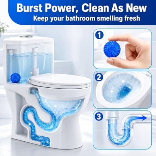 Msvvko Toilet Bowl Cleaner, Automatic Toilet Tank Cleaner Tablets, Blue Toilet Bowl Tablets for Deodorizing & Descaling, Powerful Cleaning, Slow-Release Against Tough Stains 20 Pack - Thumbnail 4