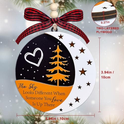 Memorial Ornaments, Memory Ornament, Wooden Christmas in Heaven Ornament, Memorial Gifts for Loss of Mother Father, in Loving Memory Gift, Sympathy Gifts for Loss of Loved One - Thumbnail 5