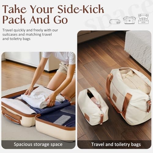Coolife Suitcase Set 3 Piece Luggage Set Carry On Hardside Luggage with TSA Lock Spinner Wheels (White, 5 piece set) - Thumbnail 6