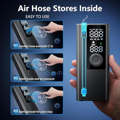 Tire Inflator Portable Air Compressor, 3X Faster Inflation Cordless Air Pump for Car Tires with Digital Pressure Gauge/LED Light, 150PSI Tire Pump with Auto Shut-Off for Car, Motorcycle, Bicycle, Ball - Thumbnail 2
