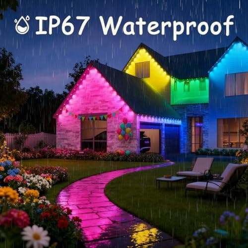 AurNyvaMay Permanent Outdoor Lights,Smart RGB Outdoor Lights with Remote APP Control,54ft with 36 LED(5v) IP67 Waterproof Outside Light for House for Holiday, Party, Daily(unconnectable) - Thumbnail 5