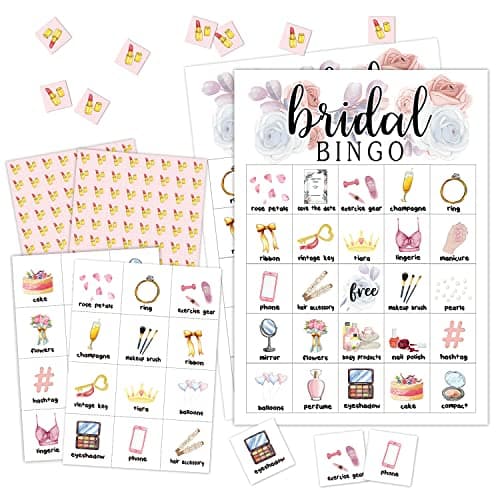 Floral Bridal Shower Bingo Game, 24 Players Bingo Game, for Wedding Shower Party, Engagement Bachelorette Party, Reception Activity Supplies - 002