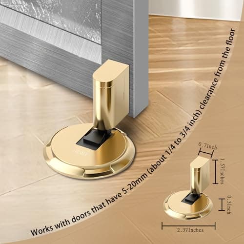 UBVIF No Magnetic Door Stopper, Adjustable, Mechanical Doorstop, Windproof Door Stop for Indoor, No Nails/Screws Needed,Heavy Duty Door Holder,Keep Door Open (1, Bright Gold) - Thumbnail 2