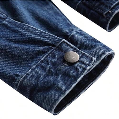 Huang's Men's Denim Jacket with Distressed Ripped Details Classic Fit Non - Stretch Fabric Cool Stylish Caual Coat (US, Alpha, XX-Large, Regular, Regular, Y118) - Thumbnail 6