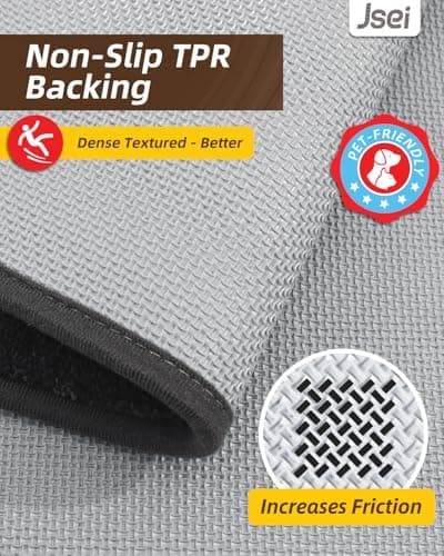 JSEI Kitchen Mats for Floor, Non-Slip Kitchen Rugs, Soft Washable Absorbent Kitchen Mats 2 PCS, Kitchen Runner Rug with TPR Backing, Polyester, 20"x32"+20"x48", Dark Grey - Thumbnail 5
