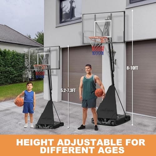 Lotfun Basketball Hoop Outdoor 44 Inch Shatterproof PC Backboard, 18" Rim, Portable Basketball Goal with Crank Adjustment & Wheels, for Teens & Adults to Enjoy Comfortable Indoor & Outdoor Basketball - Thumbnail 5