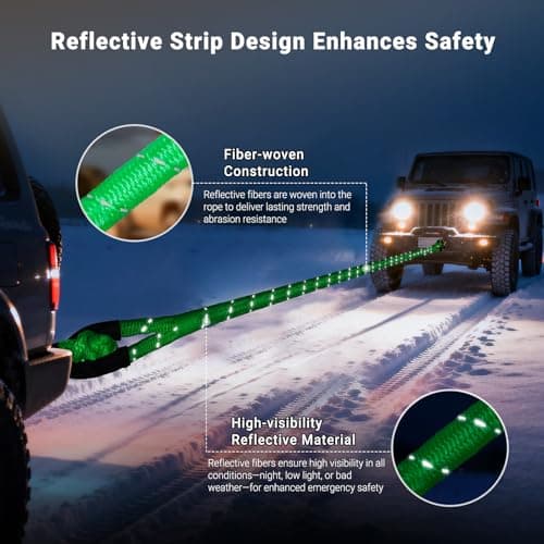 DAJOUJS Kinetic Recovery Tow Rope 7/8" x 30ft Tow Strap 48500lbs Snatch Strap with 2Pcs Soft Shackles 56000lbs Break Strength Heavy Duty Kinetic Towing Rope for Truck ATV UTV Offroad Recovery Rope Kit - Thumbnail 6