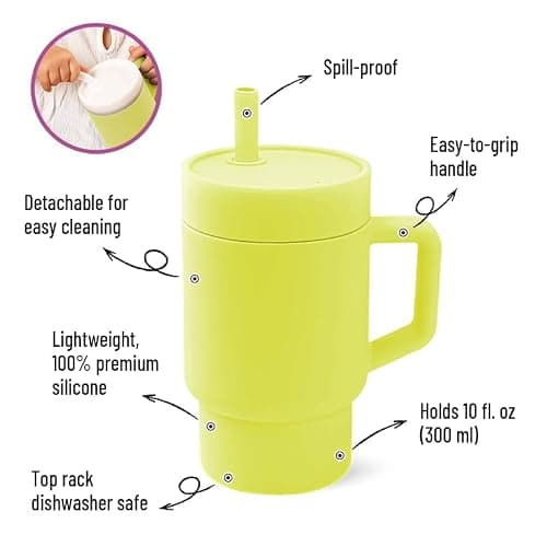 DLOCCOLD Silicone Straw Cup, Adorable Miniature Tumbler with Straw Handle, Tumbler Cup, 10oz, Easy to Clean - Thumbnail 2