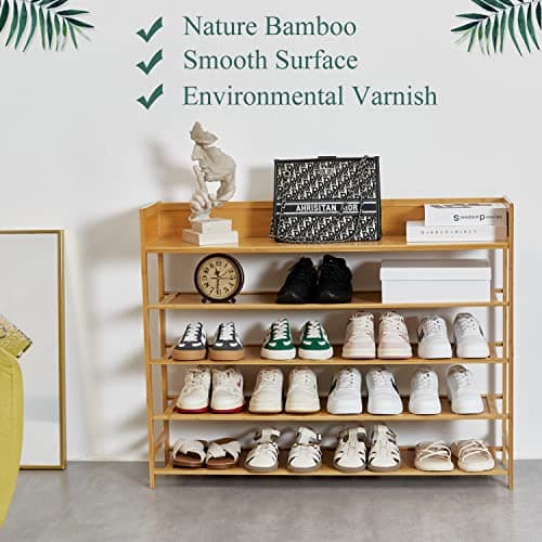 latifolia Bamboo Shoe Rack, 5-Tier Shoe Rack Organizer for Entryway, Living Room(Nature, 31.4''L) - Thumbnail 4