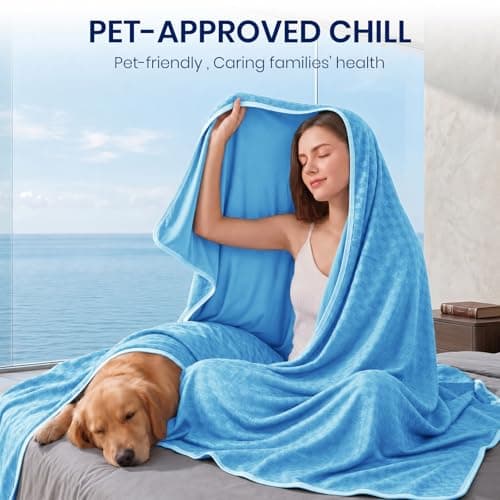 Topcee Cooling Blanket Throw- 50"x60" Summer Cooling Throw Blanket for Hot Sleepers Arc-Chill Q-Max >0.45 Cool Fiber for Night Sweats, Soft Lightweight Sofa Blankets for Kid Adults - Thumbnail 3