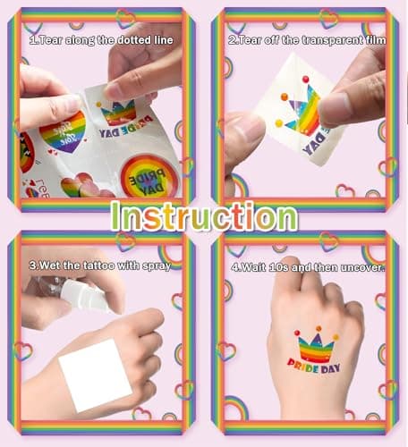 HSHFAMIIY Pride Accessories - Pride Tattoos, 120Pcs Pride Temporary Tattoos for Adults – Rainbow LGBTQ Fake Tattoos Waterproof, Love is Love Gay Pride Accessories for Parade, Pride Decorations - Thumbnail 4