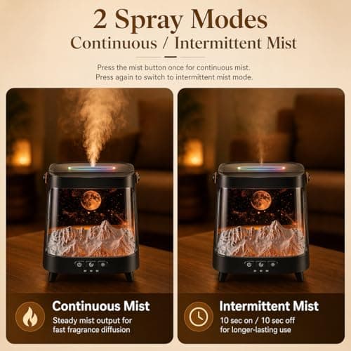 Starry Flame Aroma Diffuser with Remote Control, 200ml Quiet Essential Oil Humidifier with 7 Color Night Light, 2 Mist Modes, 3 Timers, Auto Shut-Off, Gift for Kids/Women Home Relaxation - Thumbnail 6