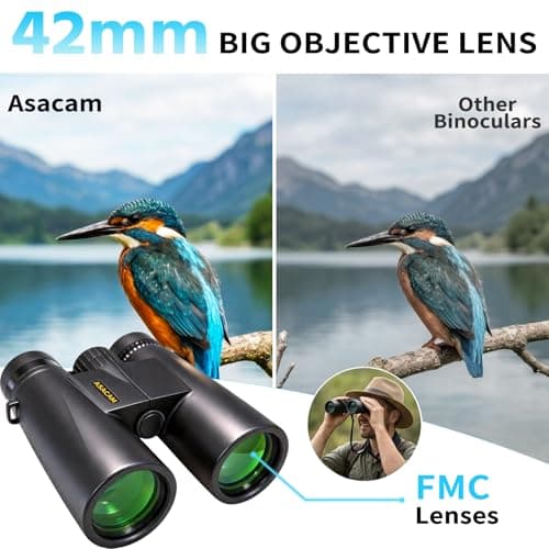 Asacam 12x42 Binoculars for Adults, High Powered Binoculars with Large Eyepiece, Lightweight HD BAK4 Prism for Bird Watching, Travel, Hunting, Camping, Sports - Thumbnail 3