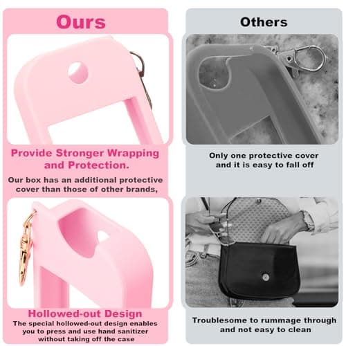 Palksky Hand Sanitizer Spray Case for Touchland,Protective Case with Keychain for Power Mist and Glow Mist 1 fl oz(Pink), Travel Size - Thumbnail 3