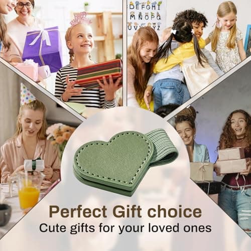 2Pcs Magnetic Leather Bookmarks with Gift Box Heart-Shaped Magnetic Pen Holder Book Marks Clip Gift for Book Lover Readers Cute Bookmark for Women, Green - Thumbnail 6