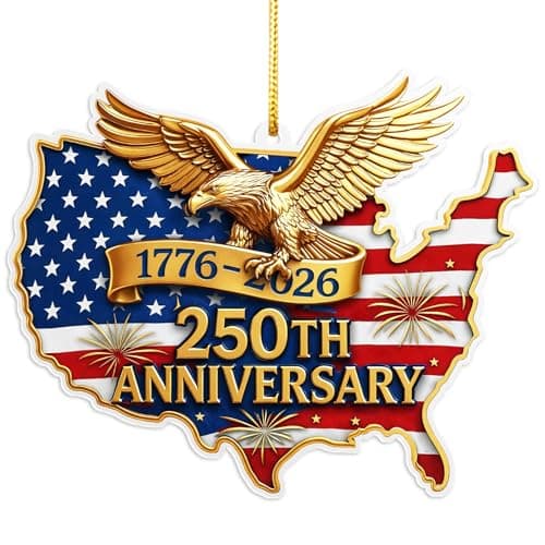 United States 250th Anniversary Ornament, 2D Acrylic 1776 2026 American Flag Decorations, America 250 Years Christmas Tree Ornaments for US Citizens - Image 1