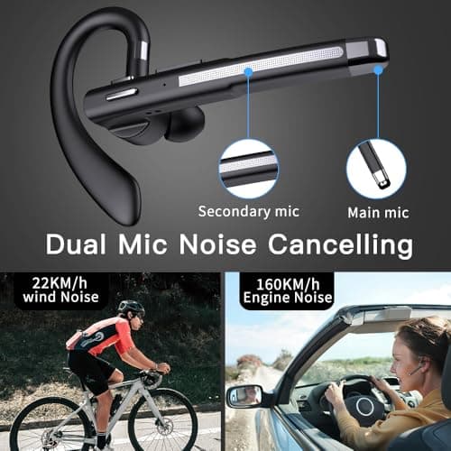 Hsility Bluetoth Earbuds with Mic for Office 270 Degree Rotatble Wireless Earbuds for Truck Driver - Thumbnail 5