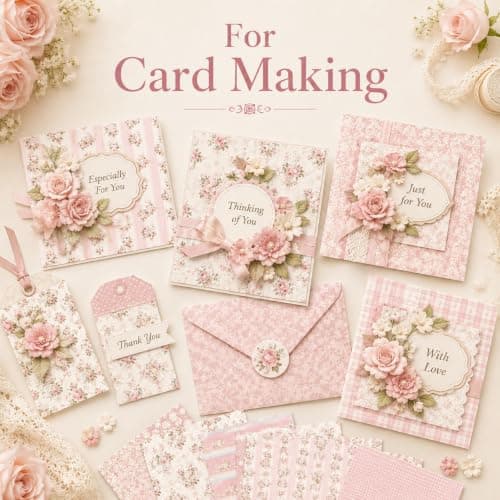 Floral Pink Scrapbook Paper Pad, 6x6 Aesthetic Craft Paper, 24 Sheets Double-Sided Decorative Patterned Decorative Junk Journal Supplies for Mixed Media, Card Making, Decoupage & DIY Art - Thumbnail 6