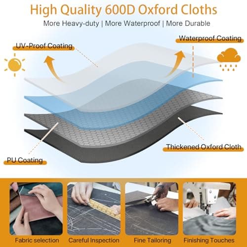 Outdoor Cushion Storage Bag Extra Large 68.5"L X 30"W X 20"H Waterproof Heavy Duty Patio Furniture Cushion Storage Bag with Zipper and Handles, Black - Thumbnail 6