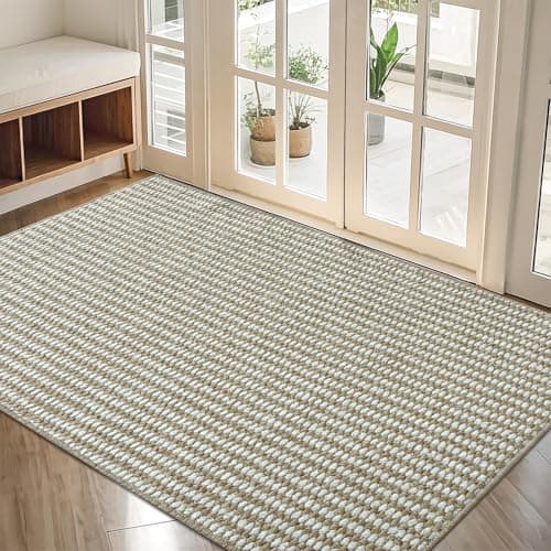 Indoor Door mat 32"x48", Dirt Trapper Door Mat, Non-Slip Washable Entrance Mat,Dirt Resistant and Absorbent Welcome Mat,Low-Profile Doormat for Entryways, Front Doors, and Indoor Entrances,Brown/White - Image 1
