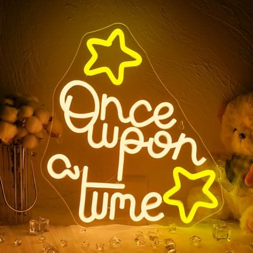 NXYX Once Upon A Time Neon Sign Fairy Tale Inspired LED Wall Art for Nursery Bedroom or Living Room Decor Magical Storybook Themed Lighted Sign for Kids and Book Lovers