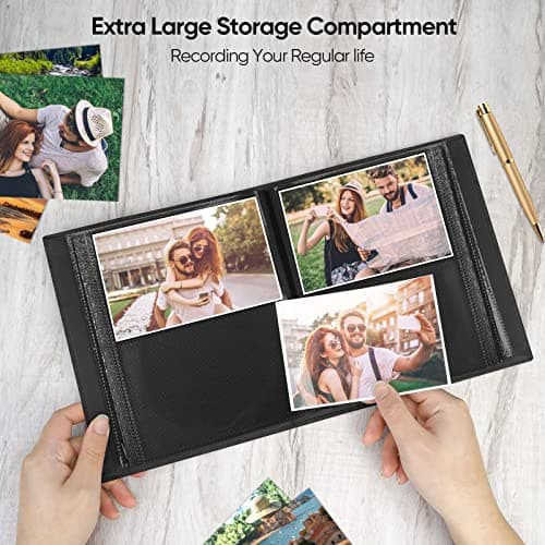 MSTONAL Photo Album 4x6 200 Pockets for Wedding Gifts, Linen Hardcover Memory Book with Front Window for Family Anniversary School Baby Travel Pictures Holds 200 Horizontal Photos, Black - Thumbnail 5
