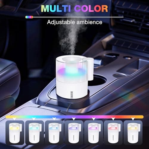 Portable Mini Humidifier, 180ml USB Cool Mist Small Humidifiers for Bedroom, Personal Desktop Humidification for Car Office Travel & Indoor Plants(White) - Thumbnail 2