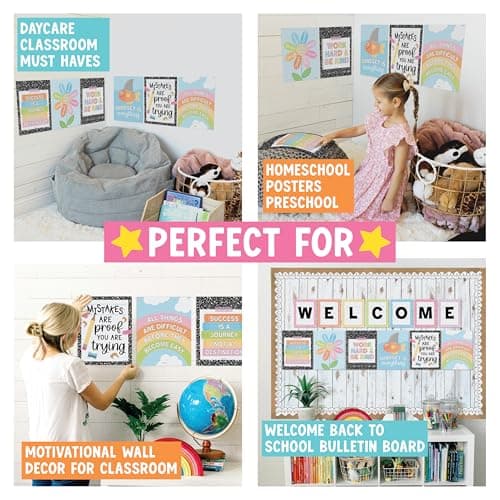 Welcome Sign for Classroom -13 Motivational Posters for Classroom Decor, Welcome Bulletin Board Set, Inspirational Posters, Positive Affirmations Wall Decor, Pastel Welcome Back to School Decorations - Thumbnail 4