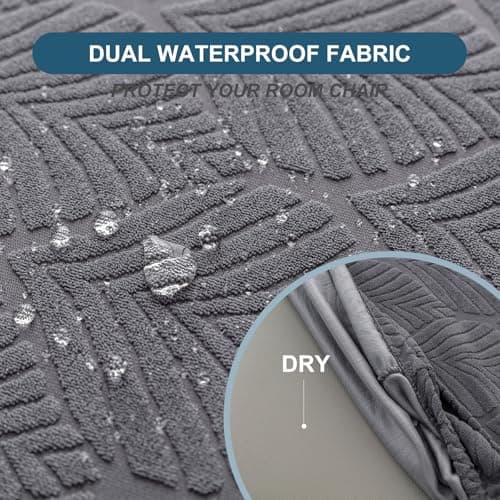 YUEANG Waterproof Stretch Seat Covers,Dining Room Chair for 6 Set Removable Washable Chair Slipcover Protectors,Rear Covers,Dark Grey - Thumbnail 4