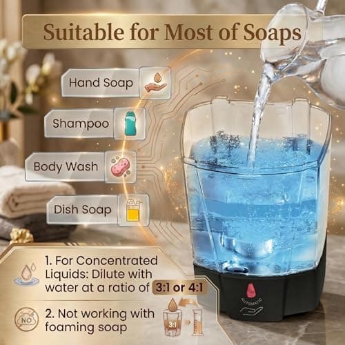 SVAVO Automatic Soap Dispenser Type-C Rechargeable - Wall Mount Hand Soap Dispenser for Restaurant, Kitchen & Bathroom, Electric Soap Pump for Office, 21 fl.oz for Liquid Soap, Black - Thumbnail 2